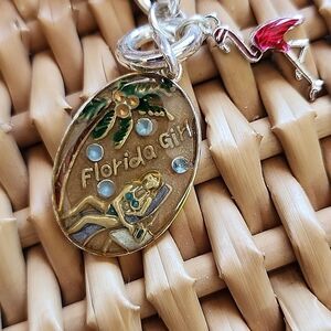 Florida Girl Charm Bracelet With Silver Tone Chain & Toggle Close